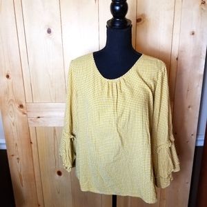 Good Luck Gem Checkered Trumpet Sleeve Shirt